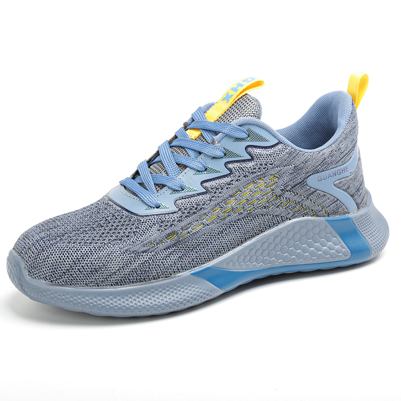 Blue breathable athletic safety shoe