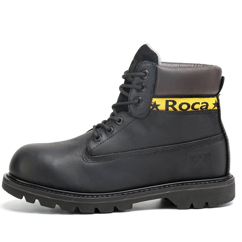 Black direct-injection safety boot with padded collar