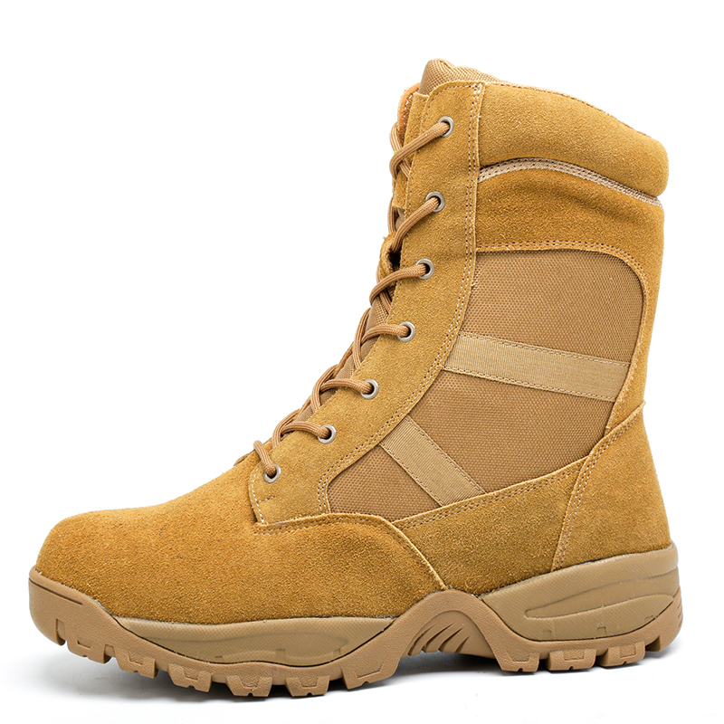 Sand-colored side-zip tactical boot
